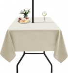 LUSHVIDA Outdoor laudlinaga koos vihmavarju auguga Patio laudlinaga koos t&otilde;mblukuga Square 60 x 60 tolli beež Faux Linen laudlinaga veekindel piknik Outdoor