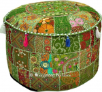 Boheemlaslik Vintage tikitud Pouf Ottomani jalahoobi kate India &uuml;mmargune Ottomani tool Pouf Pillow, etniline tikitud Pouf Cover, India puuvillane &uuml;mmargune Pouffe Ottomani Pouf Cover Pillow Ethnic Decor Art, 14x22 tolli. Bhagyoday poolt