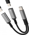 USB C Kopfh&ouml;rer-Splitter (2-in-1) Typ C Ladeger&auml;t Schnellladung AUX Audio Adapter Dongle Jack Dual Adapter Kopfh&ouml;rer Port Konverter Connector f&uuml;r Apple iPhone 17 16 15 Pro Max Kompatibel mit Samsung