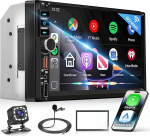 VECHTEL 7-Zoll-2-DIN-Autoradio mit kabellosem CarPlay, Android Auto, FM-Radio mit Bluetooth,GPS-navigatsioon,2 USB-/Typ-C-/SD-Anschl&uuml;ssen,Online-Video,IPS-Touchscreen-Autoradio mit R&uuml;ckfahrkamera
