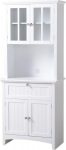 American Furniture Classics OS Home and Office Buffet and Hutch with Framed Glass Doors and Drawer, Large, White