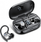 Bluetooth-k&otilde;rvaklapid Sportk&otilde;rvaklapid Traadita Bluetooth 5.4 koos 4 ENC m&uuml;rasummutusmikrofoniga, 128 tundi koos laadimiskohvri LED-ekraaniga, mugav sobivus, IPX7 veekindlad k&otilde;rvaklappidega k&otilde;rvaklapid k&otilde;rva konksudega jaoks