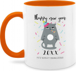 Mug Mugs 325 ml Name - Women's Printed Handle - Happy New Year 2024 - Grumpy Cat - 325 ml - Orange - Coffee Cup with Name Personalized Coffee Cups Gifts Women Personalized Name
