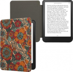 kwmobile &uuml;mbris &uuml;hildub Amazon Kindle'iga (2022/2024) - korgist eReader kaitsekate - suvine lillede oranž, roheline, punane