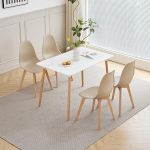 S&ouml;&ouml;gilaud koos 4 tooliga - laud 110 x 70 x 74 cm (MDF-plaat + p&ouml;&ouml;gijalad) ja toolid PP istme ja p&ouml;&ouml;giraamiga, skandinaavia disain (khaki-CZ)