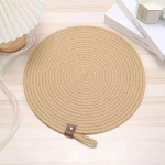 Tischsets Rund, 2er Set Rund mit Lanyard Platzset & K&uuml;stenfahrer, Tischset f&uuml;r K&uuml;chen, Khaki, 33cm