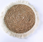 25/30/35 cm &uuml;mmargused Boho laualusad, k&auml;sitsi kootud tupsudega, vesih&uuml;atsint laualusad, rustikaalsed punutud punutud laualusad s&ouml;&ouml;gilauale (1,25 cm koos tupsudega)