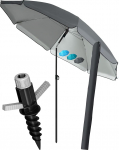 4smile SunnyJoy rannasirm l&auml;bim&otilde;&otilde;t 180 cm, 3-in-1 komplekt - UPF 50+ rannasirm + p&auml;ikesevarju kaitsekate + maapealne varrukas - rannasirm tuulekindel stabiilne p&auml;ikesekaitse rannas aia vihmavarju