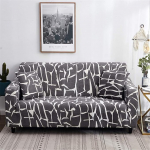 Diivanikatted, diivanikate, elastne kaitsekate, 1/2/3/4-kohaline libisemiskindel diivanikate koos k&auml;etugedega, Stretch Slipcover, pestav, kodudekoratsioon, valge kiibiprint (helehall, 4-kohaline)