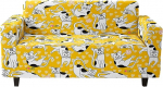 ENEN Sofabezug Stretch,Karikatur Drucken Sofabezug Elastisch 1/2/3/4 Sitzer Diivan Cover Spandex Antirutsch Schonbezug f&uuml;r Sofa, Sofahussen Couchbezug Sofa &Uuml;berw&uuml;rfe (Gelbes Liebesherz,4 Sitzer)