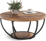 LITTLE TREE kohvilaud &Uuml;mmargune 32-tolline puidust k&uuml;ljelaud 2-tasandiline kohvilaud avatud riiuliga t&ouml;&ouml;stuslik aktsentlaud elutuppa Rustic Brown/Black