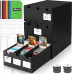 AOBOPLE kaardikarp 9000+ kauplemiskaardile, kauplemiskaartide hoiukarp 48 kaardijaga, sildid teibiga ja sahtlitega, kauplemiskaardikarp TCG, MTG, PTCG, spordikaartide jaoks.