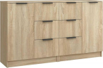vidaXL 2 x k&uuml;ljepaneel kapp K&uuml;ljepaneel Mitmeotstarbeline kapp Seisev kapp sahtlitega ustega Sonoma Tamm 60 x 30 x 70 cm Puitmaterjali