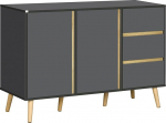 HOMCOM Madal k&uuml;ljepaneel jalustel Skandinaavia stiilis - 2 ust 3 sahtlit - 120 x 40 x 80 cm - Antratsiithall