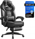 SONGMICS m&auml;ngu-/t&ouml;&ouml;laua/t&ouml;&ouml;laua tool, jalatoega, ergonoomiline disain, reguleeritav peatugi, nimmetugi, maksimaalne koormus 150 kg, must/hall, OBG77BG