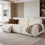 Couch mit Schlaffunktion, Cloud-Wohnzimmer-Schlafsofa aus Cord mit Memory-Schaum, Keine Montage Erforderlich, Haustier- und Kinderfreundlich, Beige