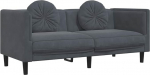 vidaXL diivan, polsterdatud diivan koos padjaga, 2-kohaline, kahekohaline Lounge diivan, disain diivan elutuppa, diivan, elutoa diivan, kaasaegne, tumehall sametne