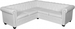 Festnight Chesterfield nurgadiivan 5-kohaline nurgadiivan Elutoa diivan Diivan Lounge diivan Kunstnahast polster 205 x 205 x 73 cm Valge
