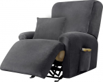 Alishomtll 4 tk Deck Chair Covers, Stretch Velvet Washable Armchair Slipcovers m&ouml;&ouml;bli kaitsja elutoa jaoks koos 1 padjakotiga ja 2 taskuga (1 istekohaga, Hall)