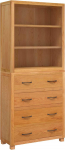 Aufbewahrungsm&ouml;bel-Set mit 3 Schubladen, braun, Holzwerkstoff und massivem Eichen- und Kieferholzrahmen, 80 x 35 x 185 cm, modernes Stauraum-M&ouml;bel f&uuml;r Wohnzimmer, Schlafzimmer und Flur