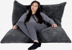 LOUNGE PUG - XL Beanbag BLACK Cord - 5+ istumisasendit - GREAT for chill out living space - GIANT SIZE