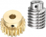 QUARKZMAN Worm Gear Set 20T 1.5 Modul 20:1 &Uuml;bersetzungsverh&auml;ltnis Rechtsdrehendes Antriebsgetriebe Rad Reduziergetriebeteil (Messingrad 8mm Bohrung #45 Stahlstange 8mm Bohrung)