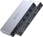 Alxum 8K@60Hz DisplayPort KVM l&uuml;liti, DP KVM l&uuml;liti 2 arvutile ja 1 monitorile, 4 portiline USB l&uuml;liti klaviatuurile, hiirele, mikrofonile, k&otilde;vakettale, printerile ja k&otilde;rvaklappidele, 2 USB B kaablit, DC 5V toiteallikas.