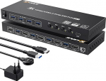 KVM Switch 4 PC 1 Monitor HDMI 4K @ 60Hz, EDID emulaator, USB 3.0 KVM Switch 4 Port Share Keyboard Mouse Monitor, HDMI USB Switch juhtmega kaugjuhtimispuldi ja USB 3.0 kaablitega