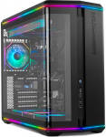 NOX Xtreme Products Hummer Anvil - PC-Geh&auml;use ATX|M-ATX|ITX, Front & Seite aus gebogenem Temperglas, 5 ARGB PWM L&uuml;fter inklusive (Platz f&uuml;r 8), LED-Streifen, USB Typ-C, Schwarz