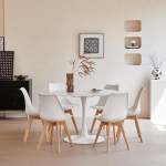 DEYARNA HOME S&ouml;&ouml;gitoolide komplekt 6 s&ouml;&ouml;gitooliga, &uuml;mmargune s&ouml;&ouml;gilaud ja toolid s&ouml;&ouml;gituppa, k&ouml;&ouml;ki, elutuppa, valge s&ouml;&ouml;gilaud ja valged toolid