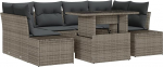 Rantry 7-teiliges Garten Sofa Set mit Kissen Grau Poly Rattan Gartenlounge Model3349115