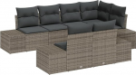 7 St&uuml;ck Garten Diivan Set mit Kissen Graues Poly Rattan Gartenlounge Model3347099
