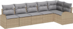 6-teilige Garten Diivan Set mit Kissen Beige Poly Rattan Gartenlounge Model3346060