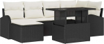 7-teiliges Garten-Sofa-Set mit Kissen Schwarz Poly-Rattan Gartenlounge Model3348673