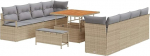 Rantry 11-teiliges Garten-Sofa-Set mit Kissen Beige Poly-Rattan Akazie Gartenlounge Model3362507