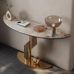 Moderner schmaler Konsolentisch, geometrischer Metallfu&szlig;, stilvoller Eingangstisch, Sofatisch f&uuml;r den Flur, Akzentm&ouml;bel f&uuml;r das Wohnzimmer, 120 cm