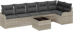 7-teiliges Garten-Sofa-Set mit Kissen Graues Poly Rattan, 2-Sitzer Garten-Sofa mit Stauraum und Kissen Hellgraues Poly Rattan Gartenlounge Model3354401
