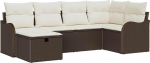 6-teiliges Garten-Sofa-Set mit Kissen aus braunem Poly-Rattan, 2-Sitzer Garten-Sofa mit Stauraum & Kissen aus braunem Poly-Rattan Gartenlounge Model3360309