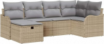 6-teiliges Garten Sofa Set mit Kissen Beige Poly Rattan, 2-Sitzer Garten Sofa mit Stauraum & Kissen Beige Poly Rattan Gartenlounge Model3360311