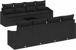 9-teiliges Garten Sofa Set mit Kissen Schwarz Poly-Rattan Gartenlounge Model3346653