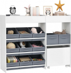 AIYAPLAY laste riiul 11 hoiukastiga, raamaturiiul lastele, m&auml;nguasjade organiseerija, lastetoa riiul &uuml;lemiste sektsioonidega, 3 kleebist lastetoas, lastetuba 105 x 30 x 80 cm, valge