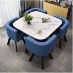 Modern Marble Coffee Table Set with 4 Chairs for Living Room, Balcony, Office, Conference Room, Beauty Salon, Cinema