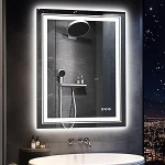 LUVODI Vannitoa peegel koos valgustusega 90 x 70 cm: Vannitoa peegel taustavalgustusega ja esivalgustusega, LED seinapeegel valgustatud 3 nutika puutetundliku l&uuml;litiga uduvastane timmitav 3000-6000 K