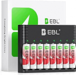 EBL laetavad liitiumpatareid AA 8 Pack koos laadijaga, 1,5 V 3000 mWh 1600 ts&uuml;klit kestvad AA patareid, laetav liitium aku AA laadija Li-Ion AA/AAA patareidele