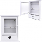 Maison Des Cadeaux 6 v&otilde;tmekonksu hoidja kabinet, valge klaasist akna v&otilde;tme hoiukast sahtliga, seinale paigaldatud (US431)