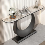 Moderner Konsolentisch, 100 cm gro&szlig;er Eingangstisch, Sofatisch mit Metallrahmen, rustikaler Flurtisch f&uuml;r den Eingangsbereich des Wohnzimmers im Foyer (Farbe: Schwarz 4.)