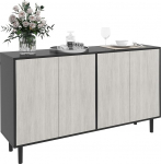 HOMCOM k&ouml;&ouml;gibuffee k&ouml;&ouml;gikapp 2 kappi reguleeritavate riiulitega 121 x 37 x 75 cm must ja hall puiduefektiga