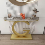Schmaler Flurkonsolentisch, nordischer Stil hinter dem Couchtisch f&uuml;r Flur, Eingangsbereich, Wohnzimmer 80 * 30 * 80 cm (Gold 5)