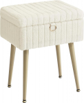 SONGMICS garderoobilaud tooli tool koos hoiuga Vanity Stool Footstool metallist jalad pehmendusega reguleeritavad jalad elutuba magamistuba garderoobi kreemvalge LOM505WZ02