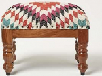 Homescapes Kilim Stool Manila 30 x 50 cm Ristk&uuml;likukujuline, k&auml;sitsi kootud kilimkattega, puitjalgadega polsterdatud jakk...